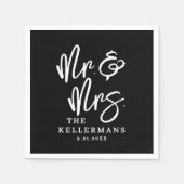 Serviette En Papier Mariage avec un script noir simple (Devant)