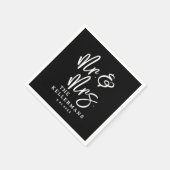 Serviette En Papier Mariage avec un script noir simple (Coin)