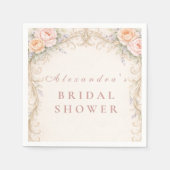 Serviette En Papier Mariage Baroque Orné Rose Rousse (Devant)