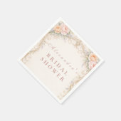 Serviette En Papier Mariage Baroque Orné Rose Rousse (Coin)