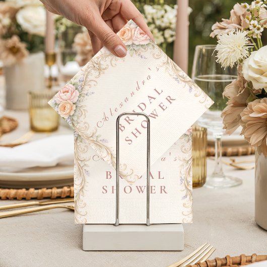 Serviette En Papier Mariage Baroque Orné Rose Rousse