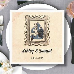 Serviette En Papier Mariage BD Rétro Vintage Rustique Proposition de M