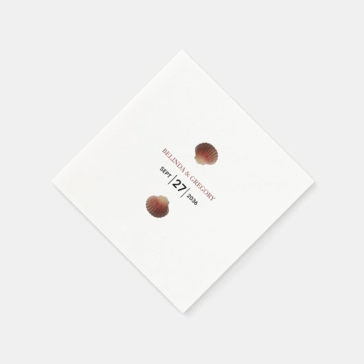 Serviette En Papier Mariage Beach Seashell Clams (Coin)