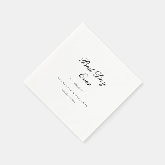 Serviette En Papier Mariage "Best Day Ever" personnalisé (Coin)