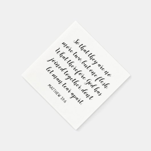 Serviette En Papier Mariage Bible Verse Matthieu 19:6 (Coin)