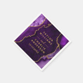 Serviette En Papier Mariage Bille d'agate violette et dorée (Coin)