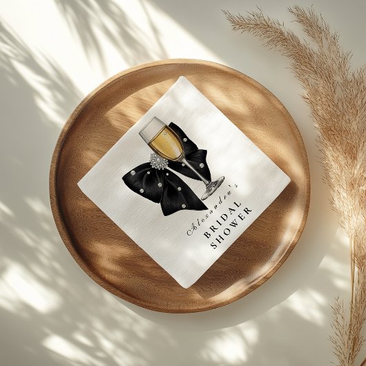 Serviette En Papier Mariage Black Pearl Bow