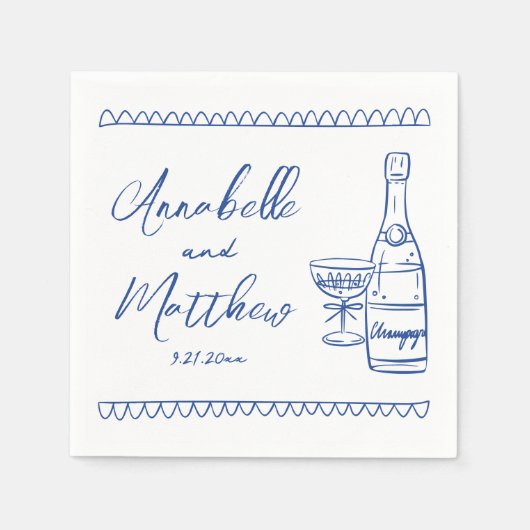 Serviette En Papier Mariage blanc à main (Devant)