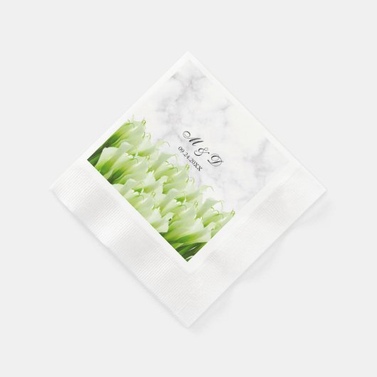 Serviette En Papier Mariage blanc Calla Lily Florals (Coin)