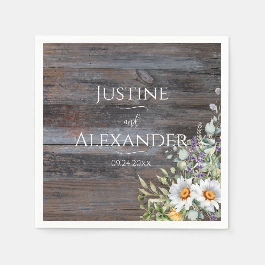 Serviette En Papier Mariage blanc de marguerite (Devant)