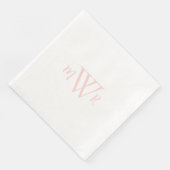 Serviette En Papier Mariage blanc de monogramme (Coin)