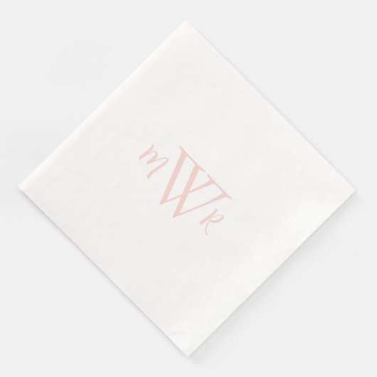 Serviette En Papier Mariage blanc de monogramme (Coin)