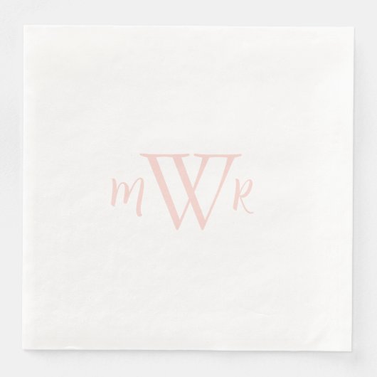 Serviette En Papier Mariage blanc de monogramme (Devant)