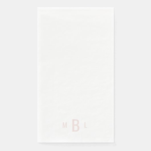 Serviette En Papier Mariage blanc de Monogramme moderne (Devant)