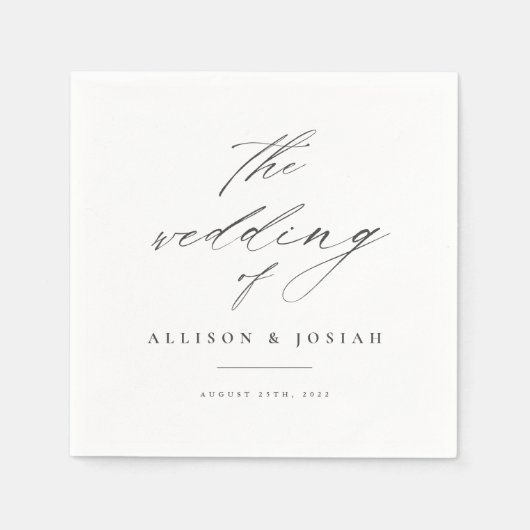 Serviette En Papier Mariage blanc de script simple (Devant)