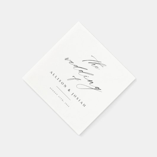 Serviette En Papier Mariage blanc de script simple (Coin)