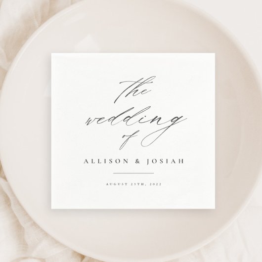 Serviette En Papier Mariage blanc de script simple