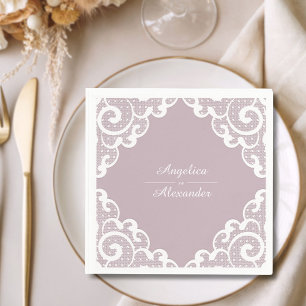 Serviette En Papier Mariage blanc dentelle