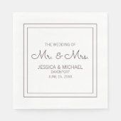 Serviette En Papier Mariage blanc élégant moderne (Devant)