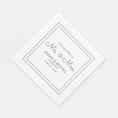 Serviette En Papier Mariage blanc élégant moderne (Coin)