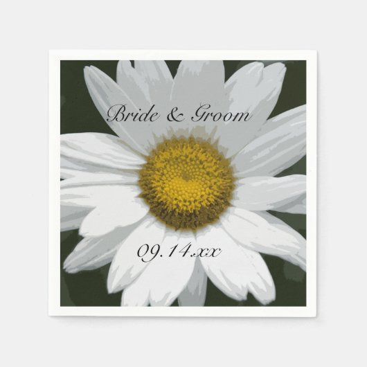 Serviette En Papier Mariage blanc Fleur de marguerite (Devant)