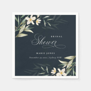 Serviette En Papier Mariage Blanc Foncé de la Marine Flore Bouquet Sho