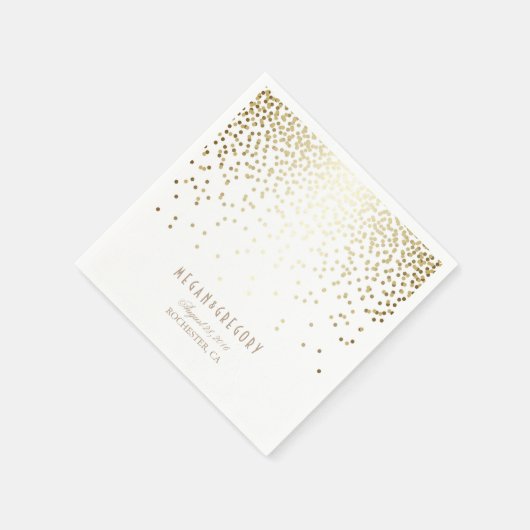 Serviette En Papier Mariage blanc Gold Confetti (Coin)