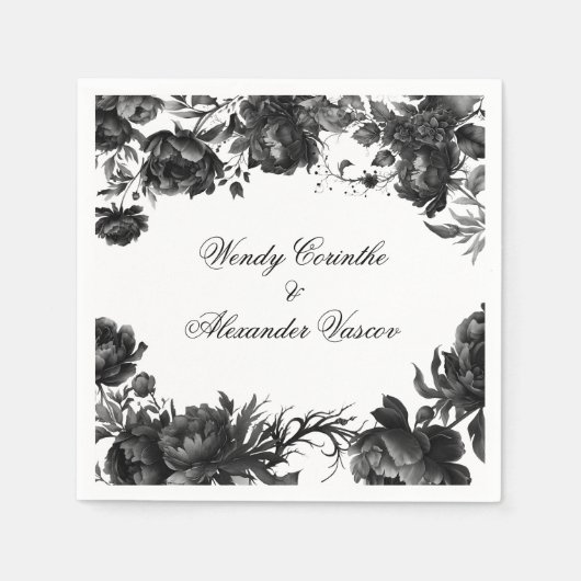 Serviette En Papier Mariage blanc gothique classique (Devant)
