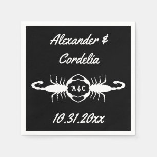 Serviette En Papier Mariage blanc gothique Scorpions personnalisés Mon