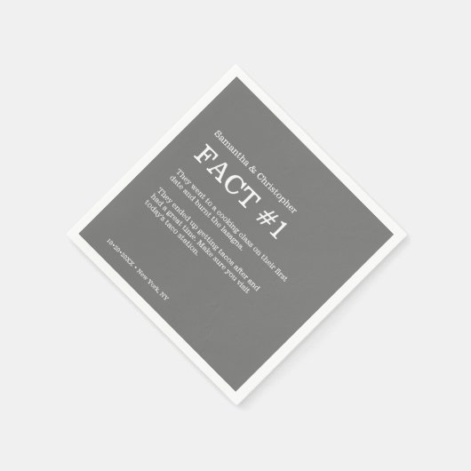 Serviette En Papier Mariage blanc gris simple (Coin)