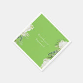 Serviette En Papier Mariage blanc Hydrangea Lime vert (Coin)