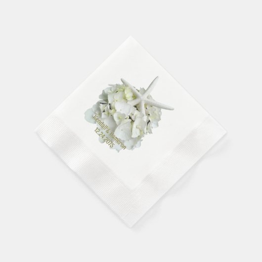Serviette En Papier Mariage blanc Hydrangea Starfish (Coin)