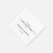 Serviette En Papier Mariage blanc m. mme heart script simple (Coin)