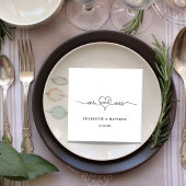 Serviette En Papier Mariage blanc m. mme heart script simple