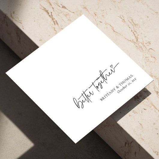 Serviette En Papier Mariage blanc "Mieux Ensemble" noir personnalisé