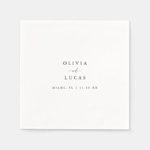 Serviette En Papier Mariage blanc minimaliste et élégant