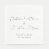 Serviette En Papier Mariage blanc moderne et élégant (Devant)