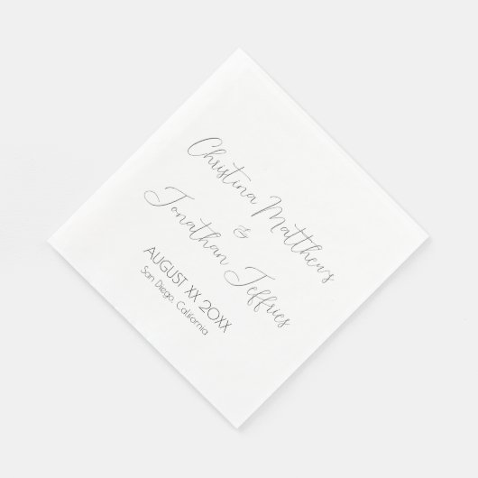 Serviette En Papier Mariage blanc moderne et élégant (Coin)