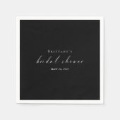 Serviette En Papier Mariage Blanc Noir Script (Devant)