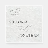 Serviette En Papier Mariage blanc & noir simple et élégant (Devant)