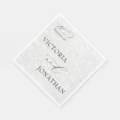 Serviette En Papier Mariage blanc & noir simple et élégant (Coin)