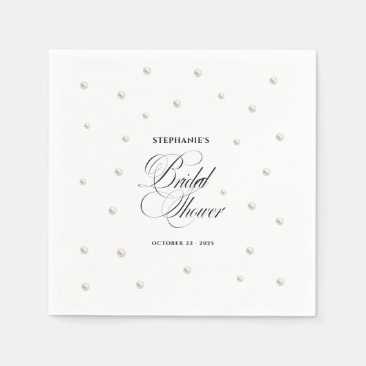 Serviette En Papier Mariage Blanc Perles (Devant)