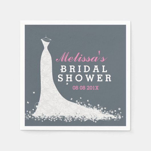 Serviette En Papier Mariage blanc robe nuptiale (Devant)
