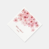 Serviette En Papier Mariage blanc rose cerisier (Coin)