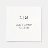 Serviette En Papier Mariage blanc simple Monogramme (Devant)
