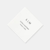 Serviette En Papier Mariage blanc simple Monogramme (Coin)