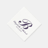 Serviette En Papier Mariage blanc violet Monogram Napkins (Coin)