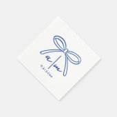 Serviette En Papier Mariage bleu à main Monogram Napkins (Coin)