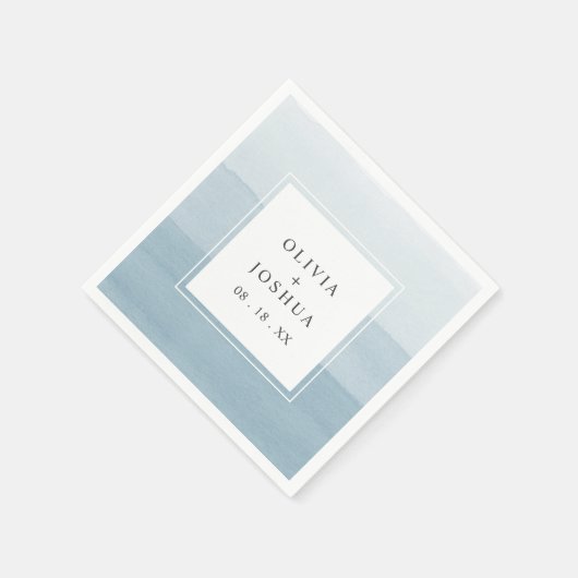 Serviette En Papier Mariage bleu aquarelle (Coin)