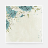 Serviette En Papier mariage bleu blanc fleurs verdure (Devant)